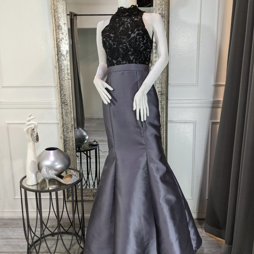 Black and Grey Formal Evening Prom Dress Gown